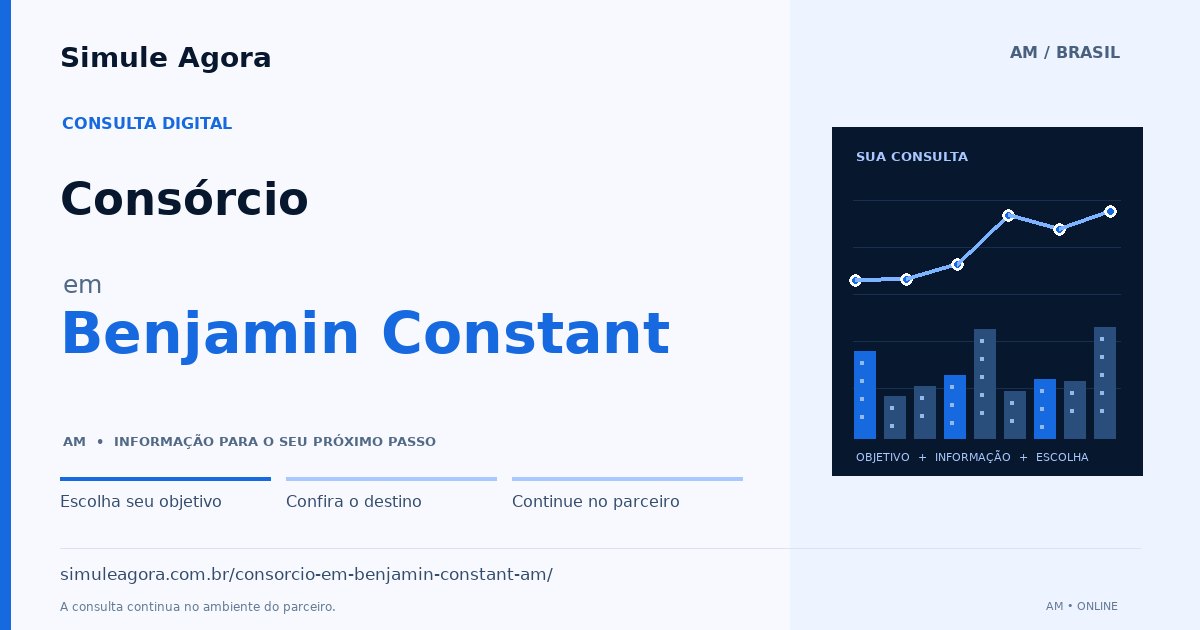 Ilustração de Consórcio para Benjamin Constant / AM — Simule Agora.