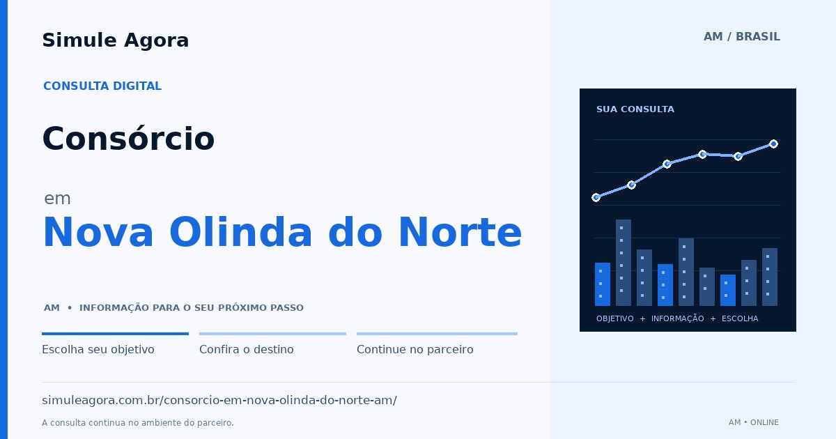 Ilustração de Consórcio para Nova Olinda do Norte / AM — Simule Agora.