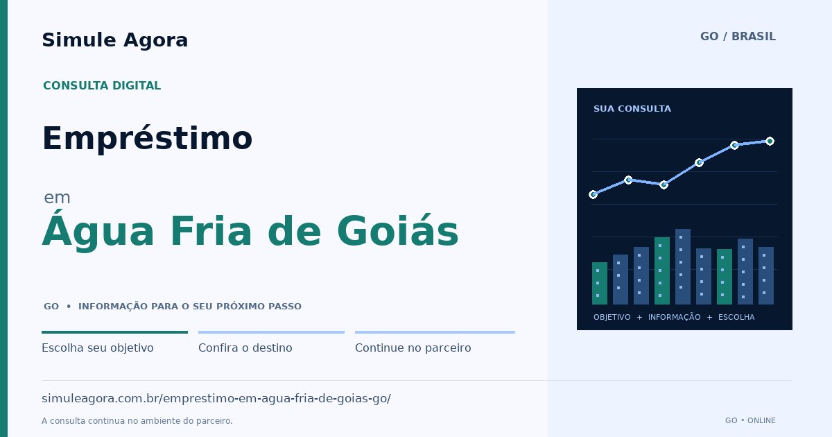 Ilustração de Empréstimo para Água Fria de Goiás / GO — Simule Agora.