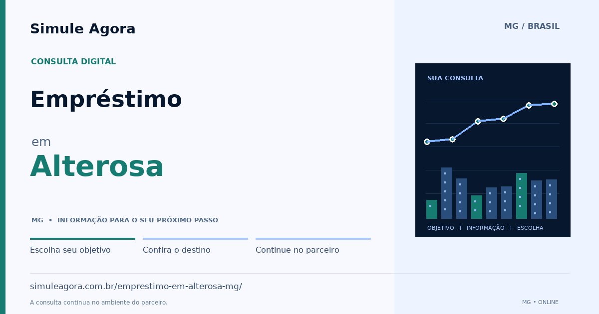 Ilustração de Empréstimo para Alterosa / MG — Simule Agora.