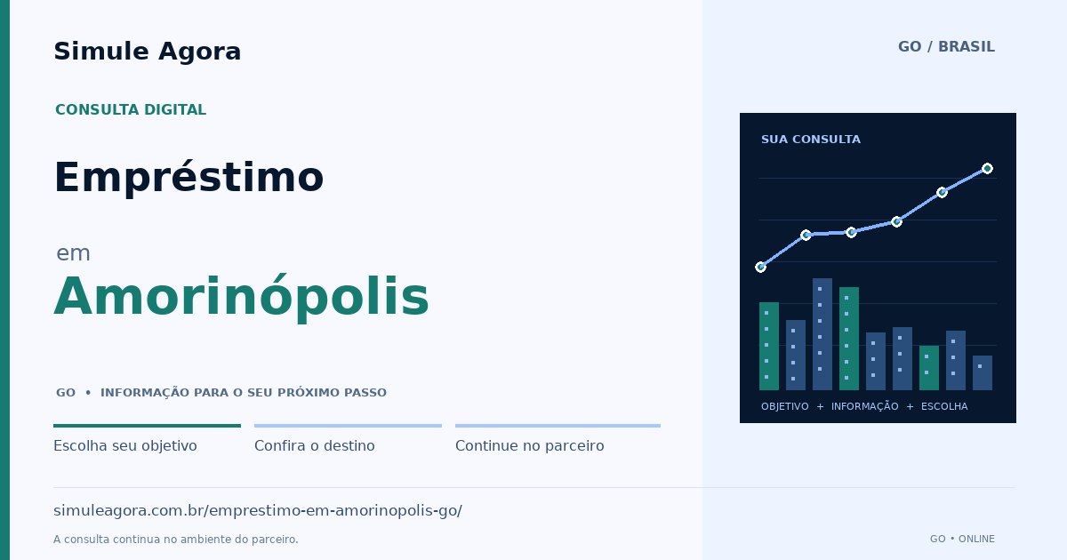 Ilustração de Empréstimo para Amorinópolis / GO — Simule Agora.