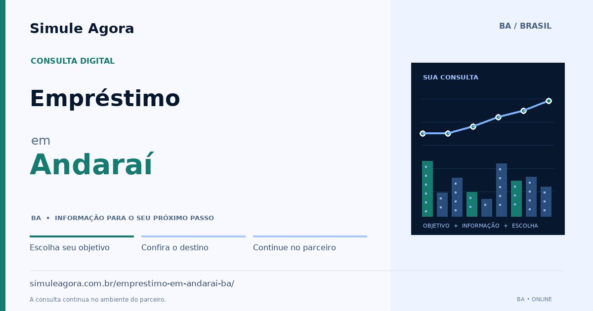 Ilustração de Empréstimo para Andaraí / BA — Simule Agora.