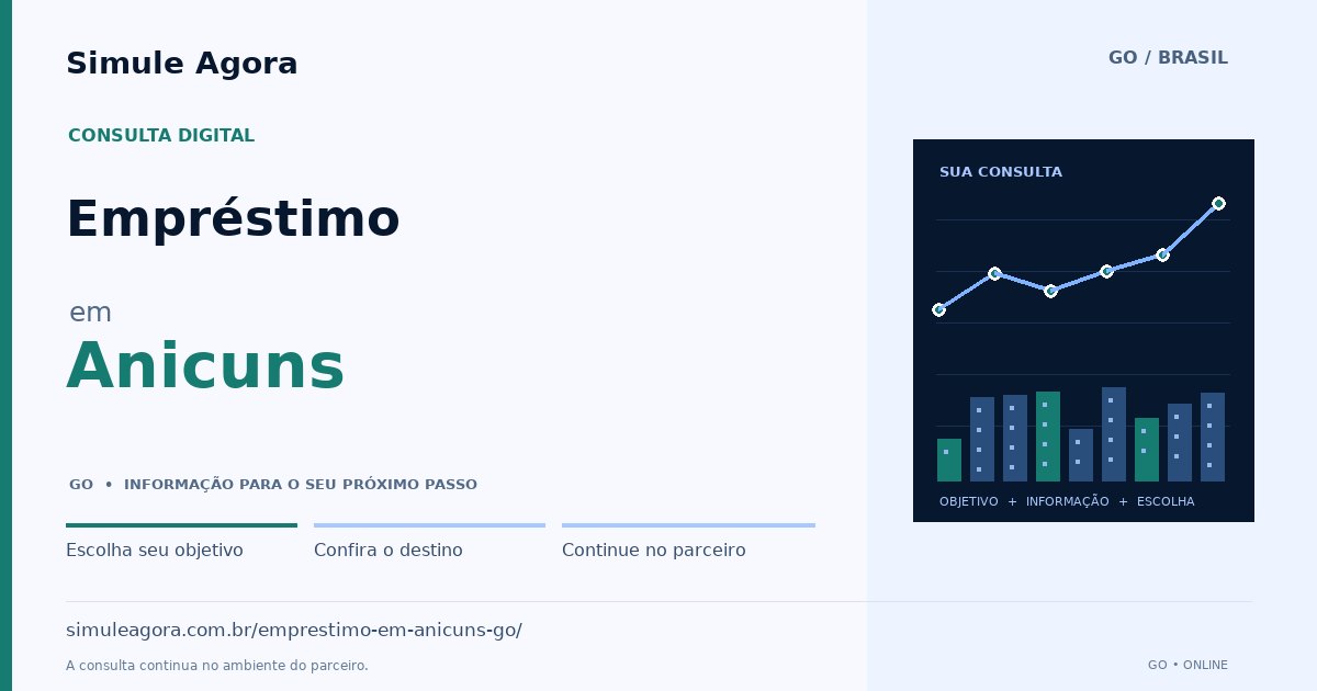 Ilustração de Empréstimo para Anicuns / GO — Simule Agora.