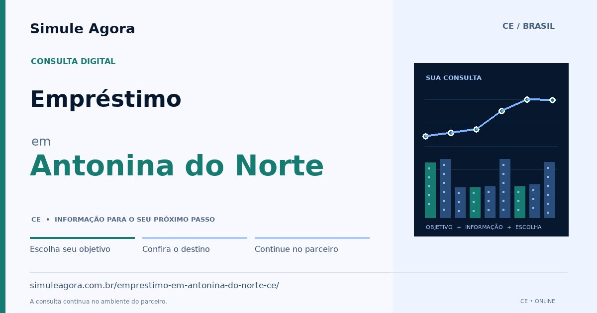 Ilustração de Empréstimo para Antonina do Norte / CE — Simule Agora.