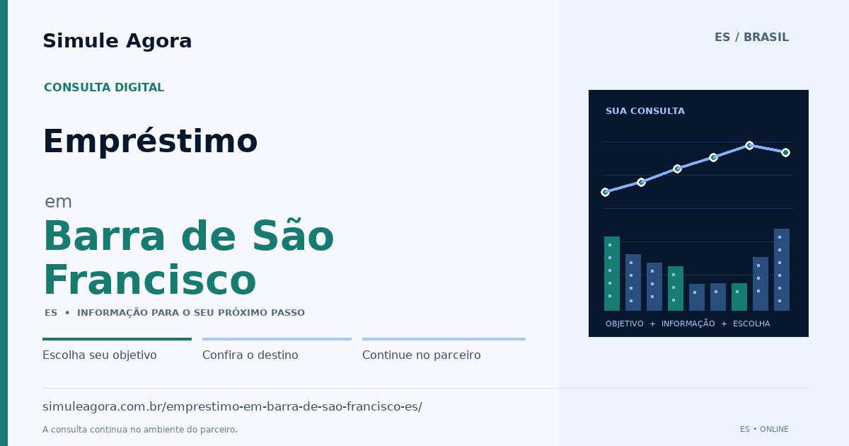 Ilustração de Empréstimo para Barra de São Francisco / ES — Simule Agora.