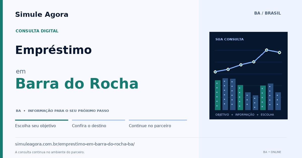 Ilustração de Empréstimo para Barra do Rocha / BA — Simule Agora.