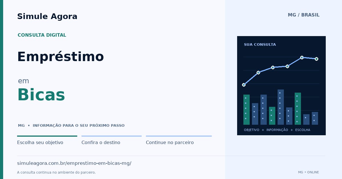 Ilustração de Empréstimo para Bicas / MG — Simule Agora.