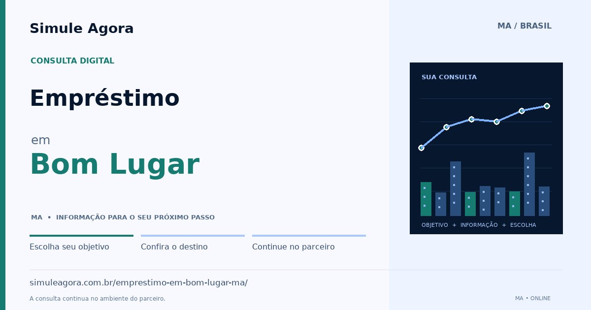 Ilustração de Empréstimo para Bom Lugar / MA — Simule Agora.