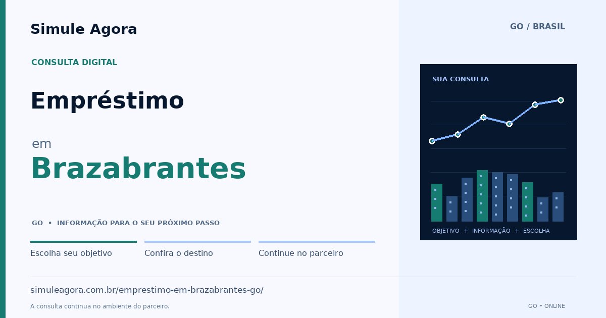 Ilustração de Empréstimo para Brazabrantes / GO — Simule Agora.