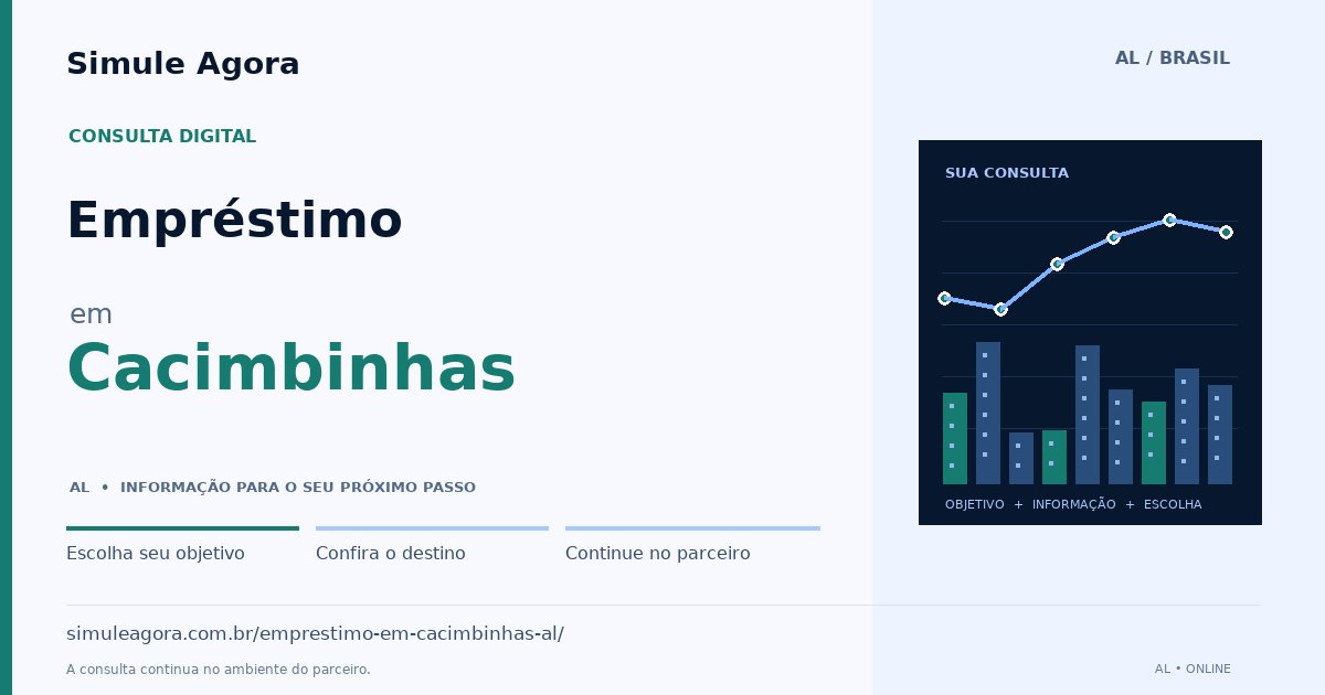 Ilustração de Empréstimo para Cacimbinhas / AL — Simule Agora.