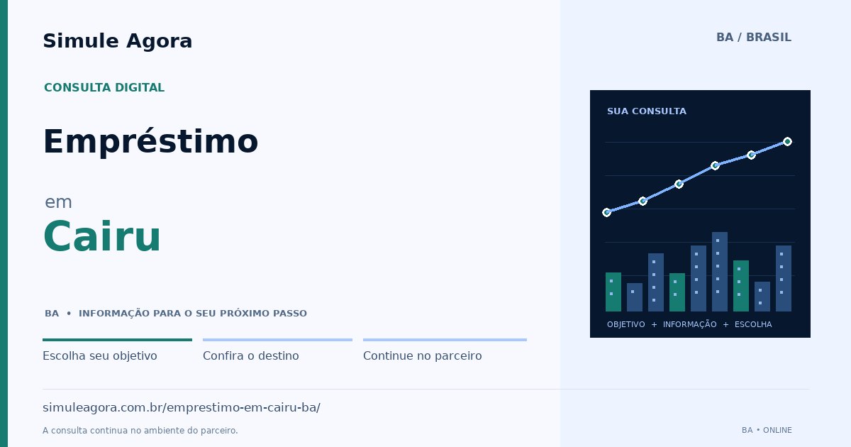 Ilustração de Empréstimo para Cairu / BA — Simule Agora.