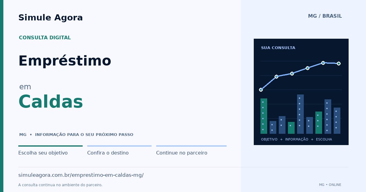 Ilustração de Empréstimo para Caldas / MG — Simule Agora.