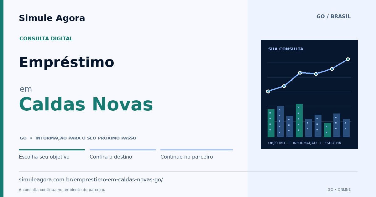 Ilustração de Empréstimo para Caldas Novas / GO — Simule Agora.