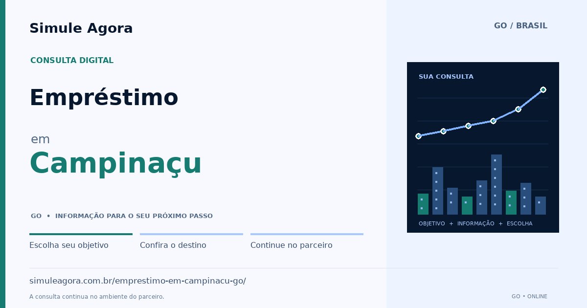 Ilustração de Empréstimo para Campinaçu / GO — Simule Agora.