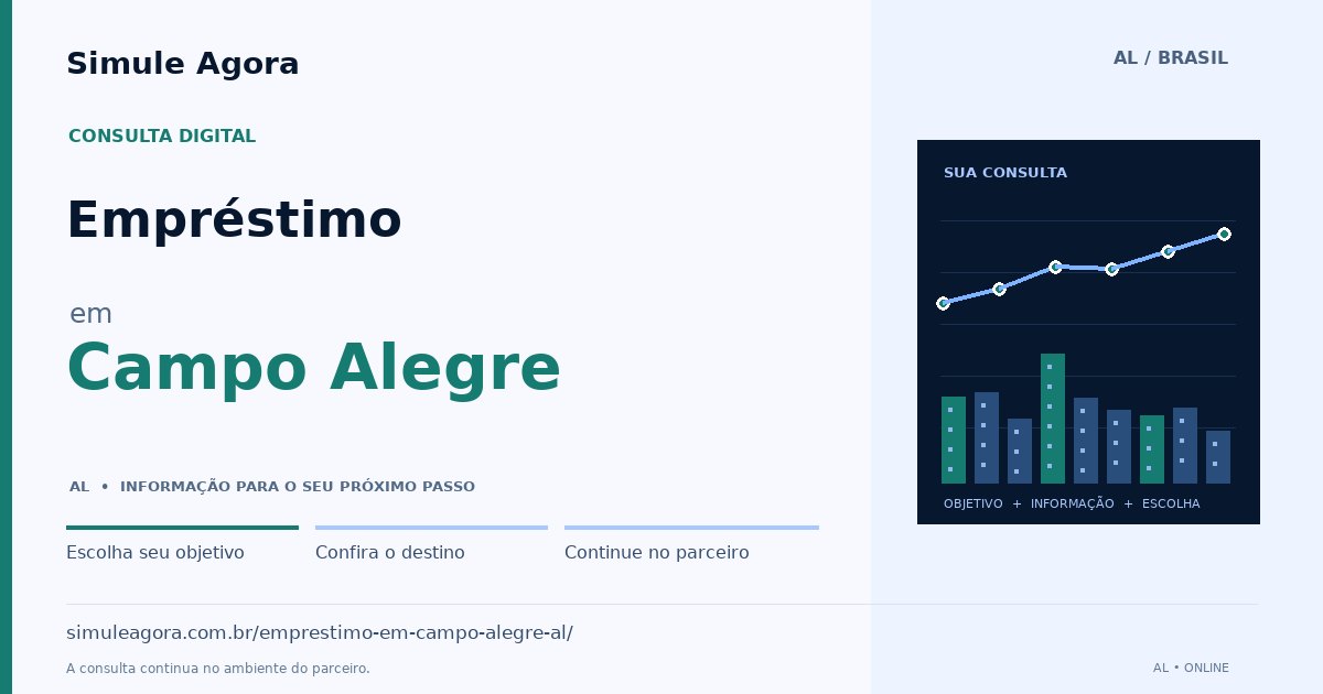 Ilustração de Empréstimo para Campo Alegre / AL — Simule Agora.
