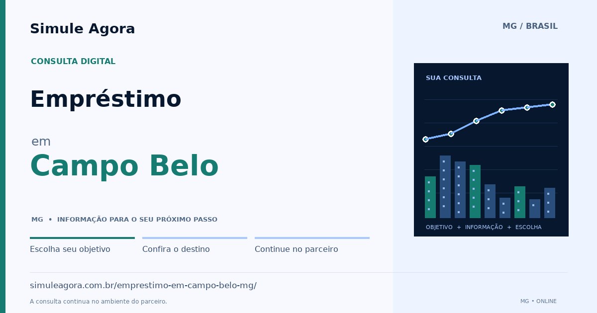 Ilustração de Empréstimo para Campo Belo / MG — Simule Agora.
