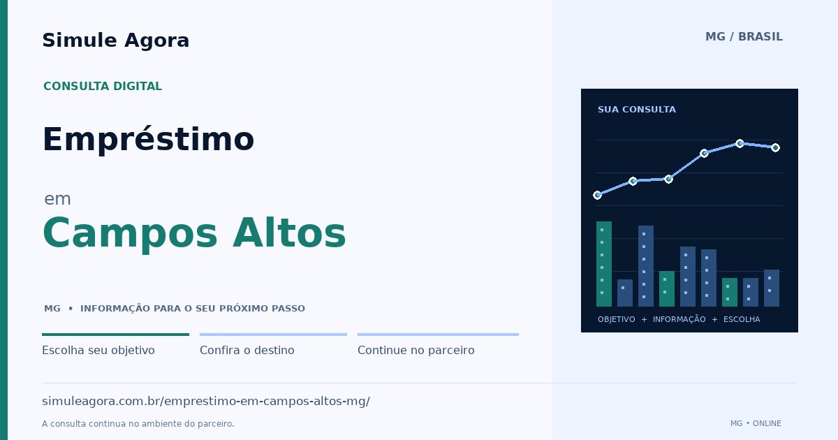 Ilustração de Empréstimo para Campos Altos / MG — Simule Agora.