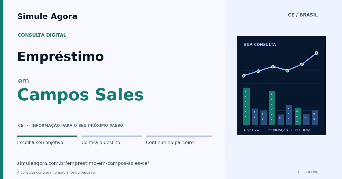 Ilustração de Empréstimo para Campos Sales / CE — Simule Agora.