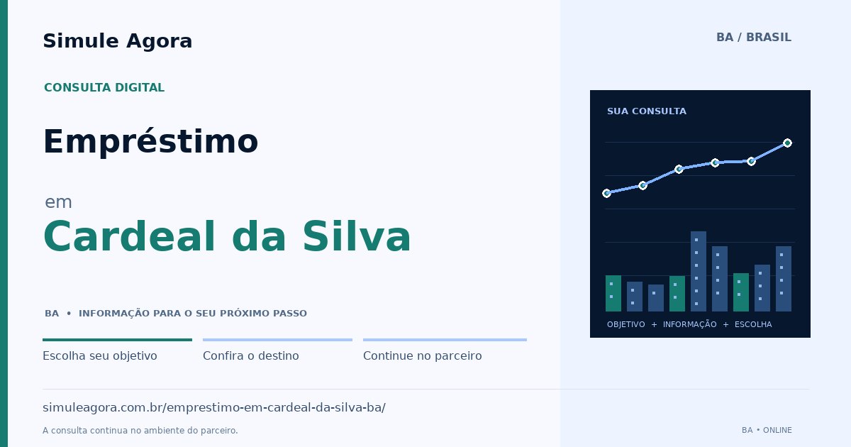 Ilustração de Empréstimo para Cardeal da Silva / BA — Simule Agora.