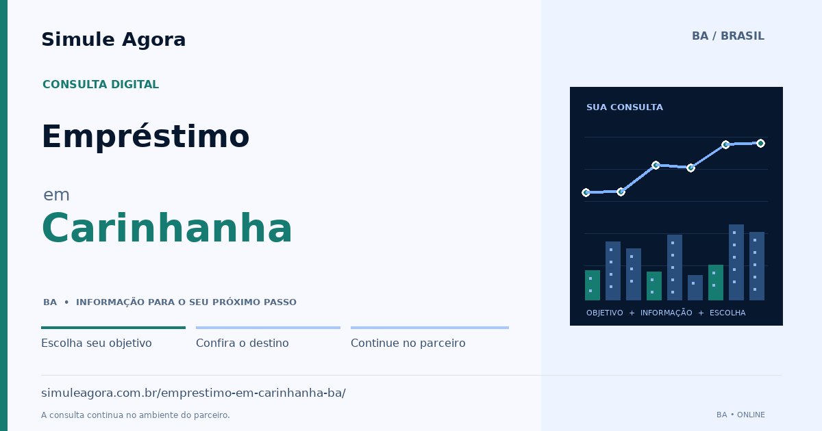 Ilustração de Empréstimo para Carinhanha / BA — Simule Agora.