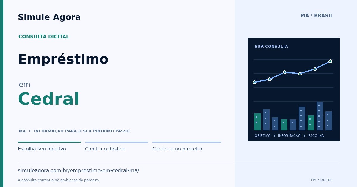 Ilustração de Empréstimo para Cedral / MA — Simule Agora.