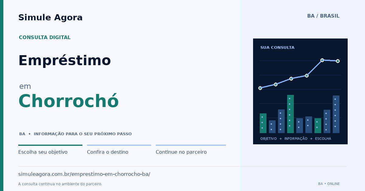 Ilustração de Empréstimo para Chorrochó / BA — Simule Agora.