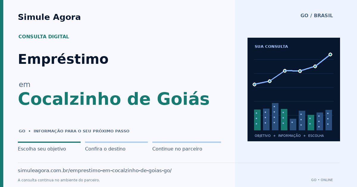 Ilustração de Empréstimo para Cocalzinho de Goiás / GO — Simule Agora.