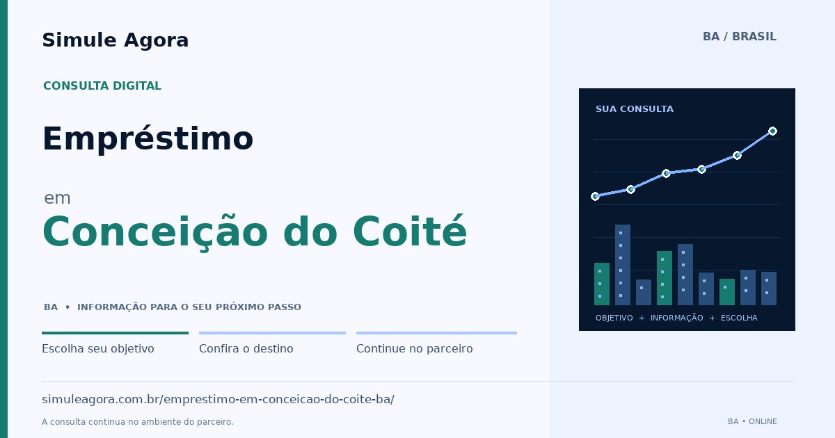 Ilustração de Empréstimo para Conceição do Coité / BA — Simule Agora.
