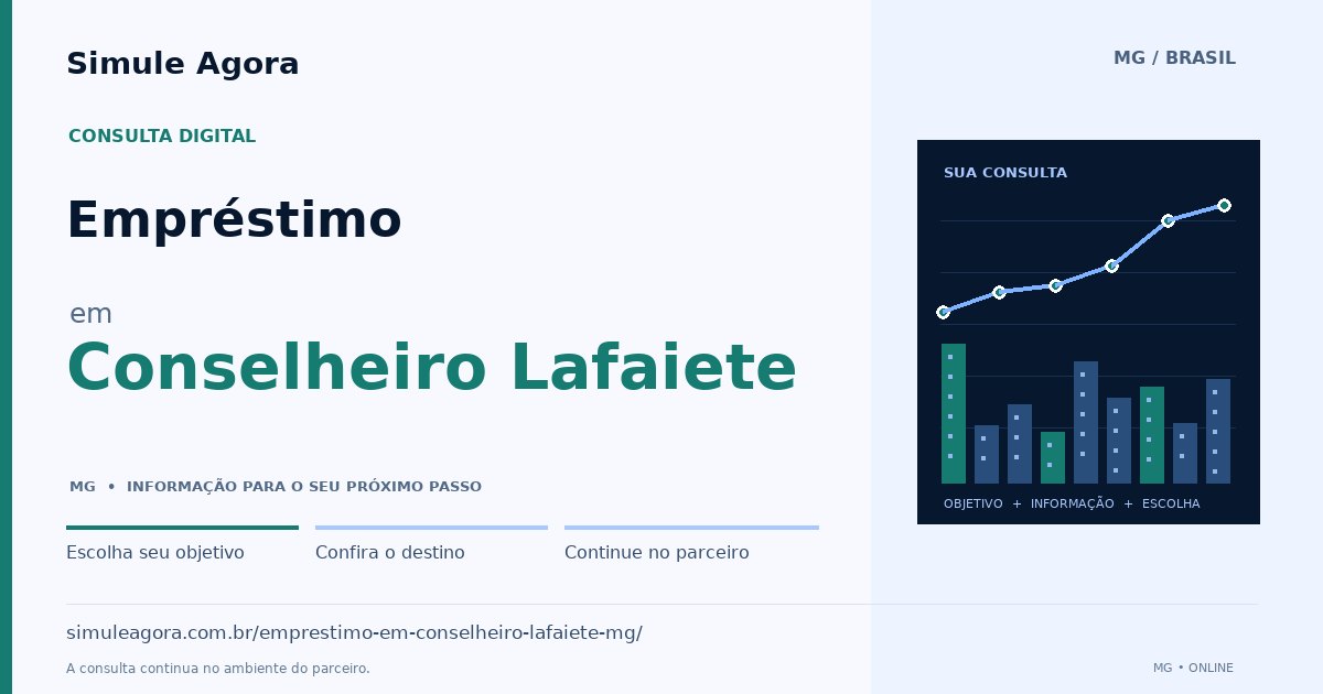 Ilustração de Empréstimo para Conselheiro Lafaiete / MG — Simule Agora.
