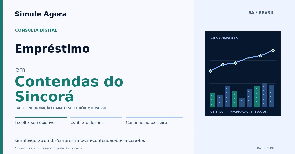 Ilustração de Empréstimo para Contendas do Sincorá / BA — Simule Agora.