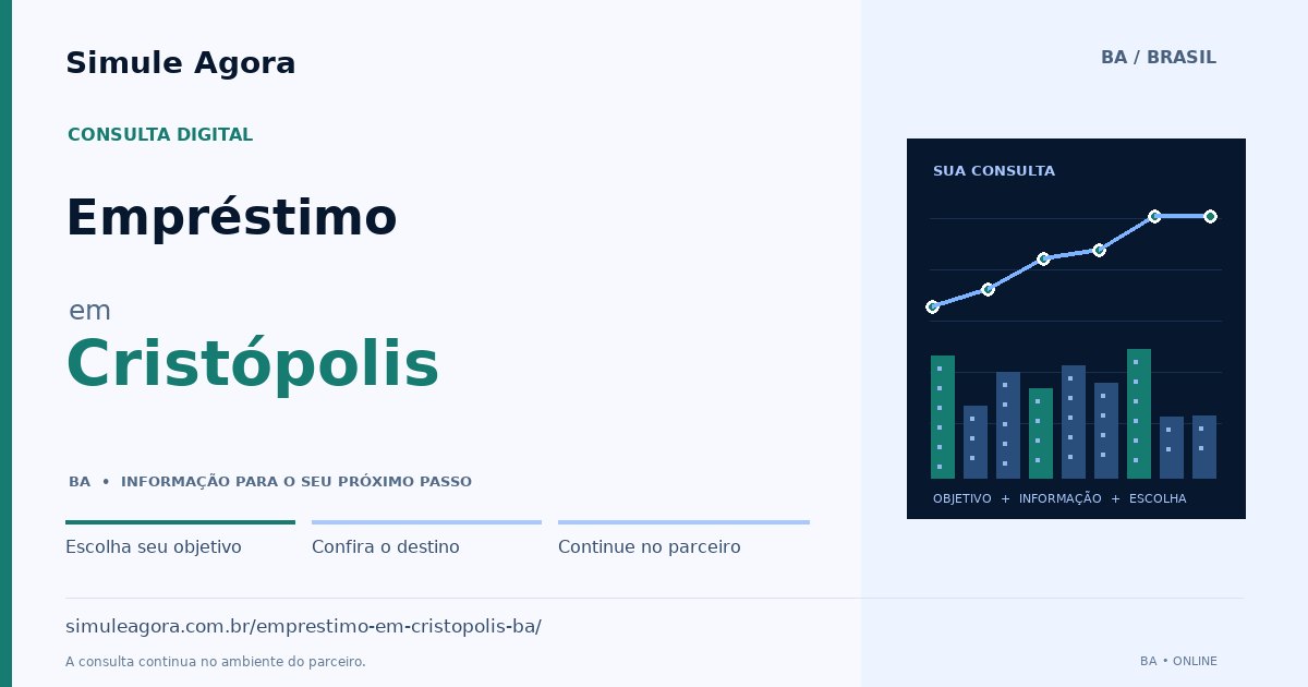Ilustração de Empréstimo para Cristópolis / BA — Simule Agora.