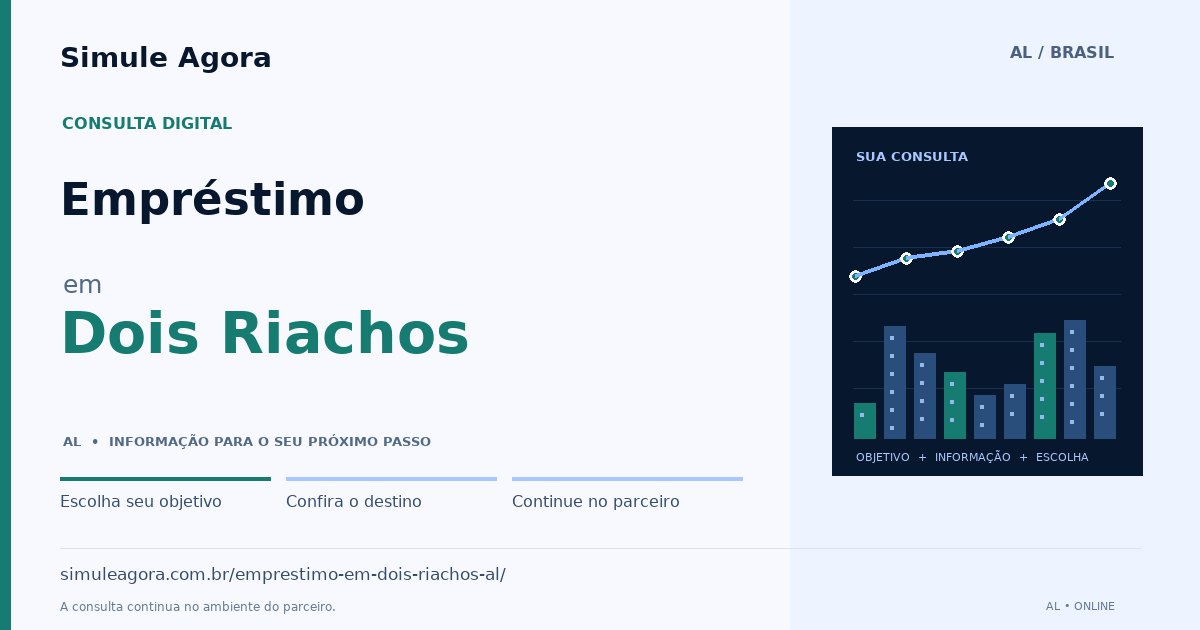 Ilustração de Empréstimo para Dois Riachos / AL — Simule Agora.