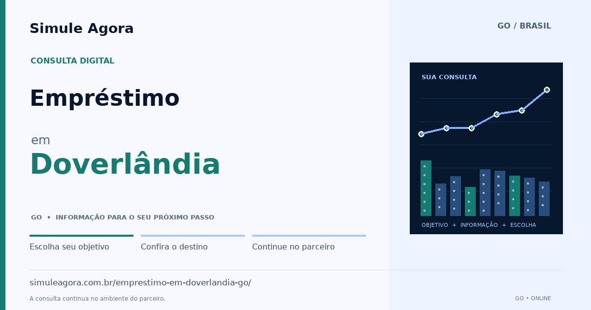 Ilustração de Empréstimo para Doverlândia / GO — Simule Agora.