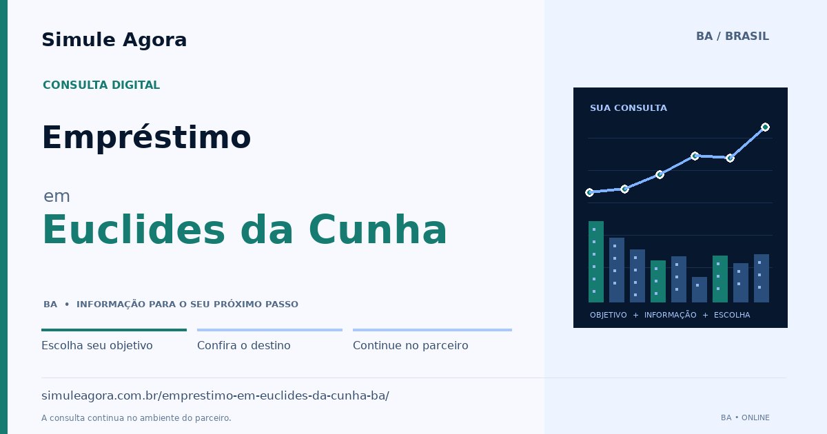 Ilustração de Empréstimo para Euclides da Cunha / BA — Simule Agora.