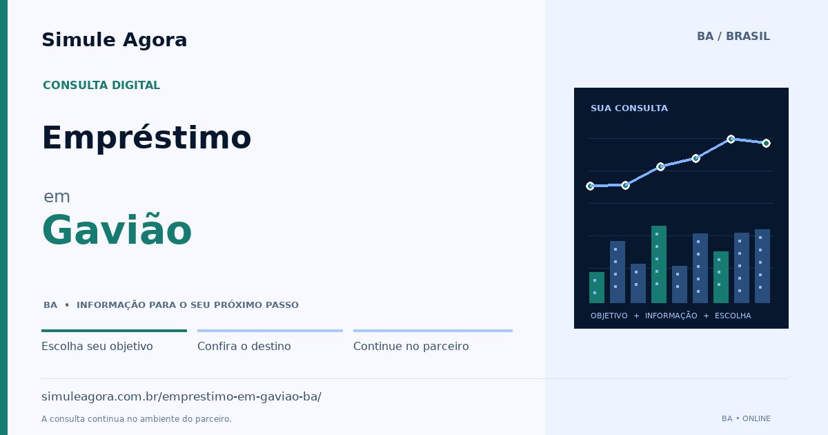Ilustração de Empréstimo para Gavião / BA — Simule Agora.