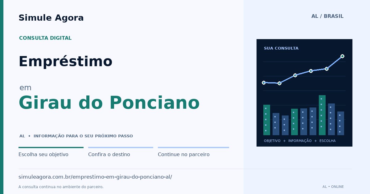 Ilustração de Empréstimo para Girau do Ponciano / AL — Simule Agora.