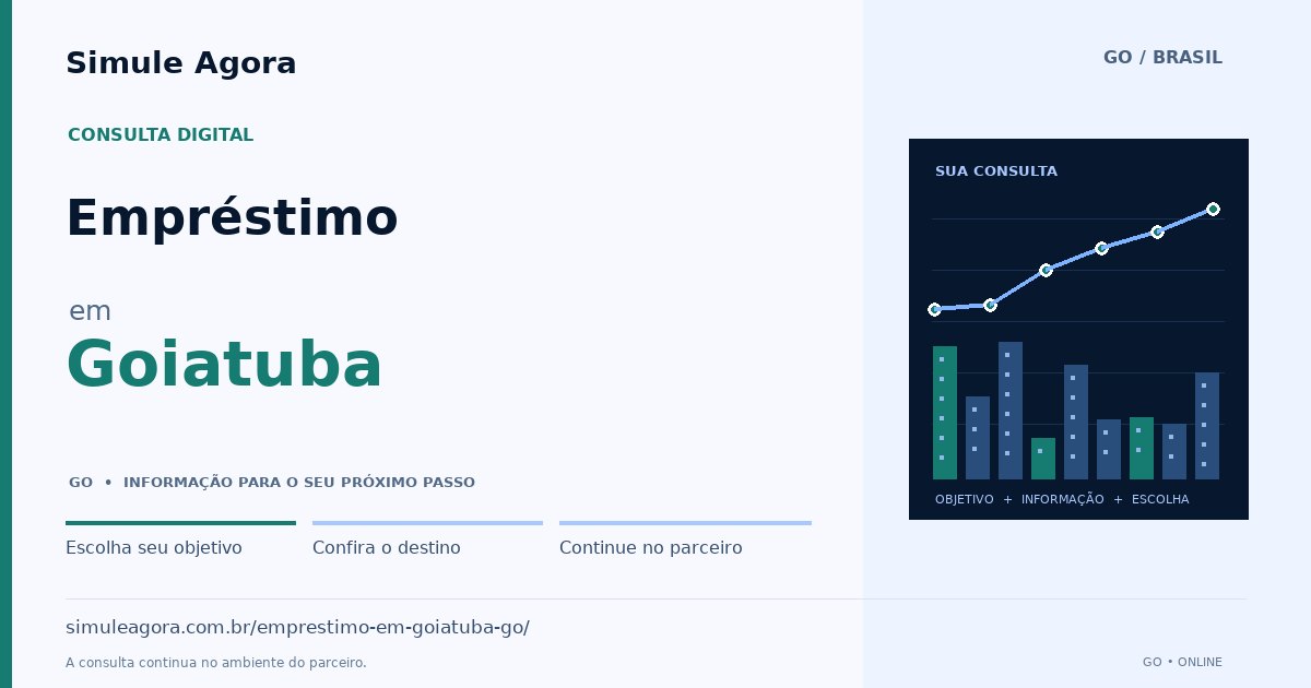 Ilustração de Empréstimo para Goiatuba / GO — Simule Agora.