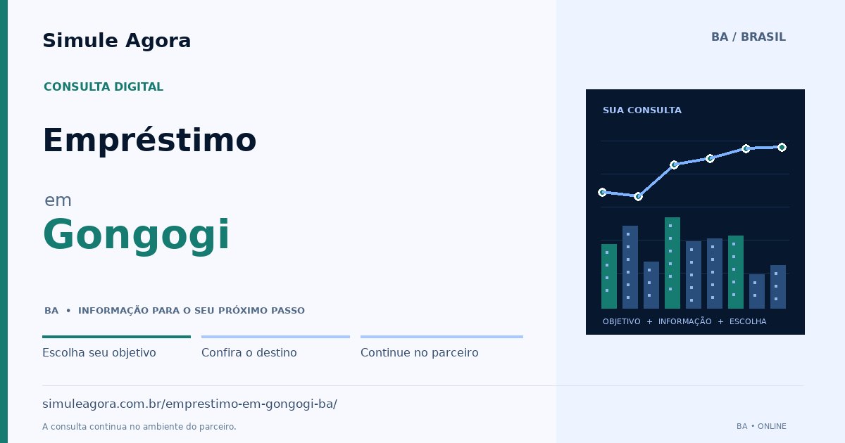 Ilustração de Empréstimo para Gongogi / BA — Simule Agora.
