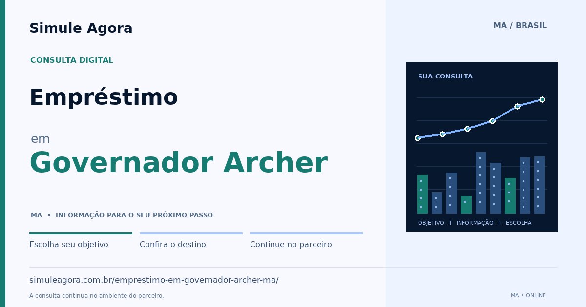 Ilustração de Empréstimo para Governador Archer / MA — Simule Agora.