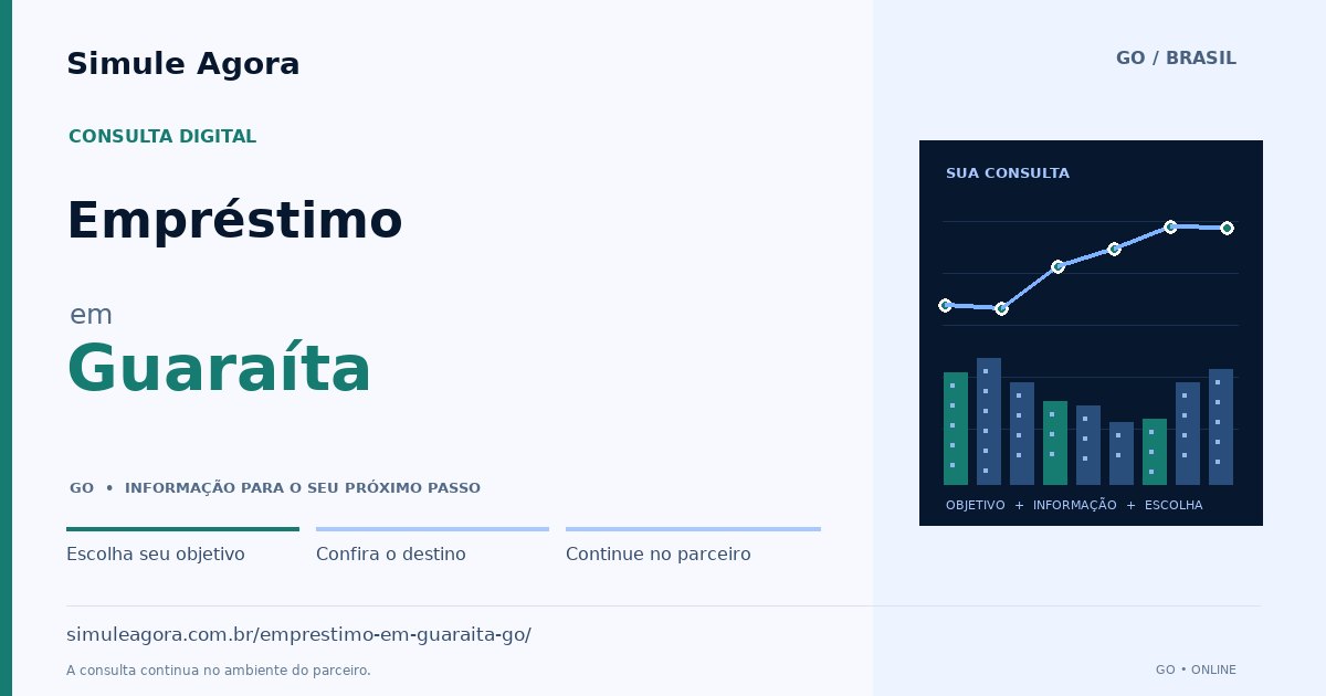 Ilustração de Empréstimo para Guaraíta / GO — Simule Agora.