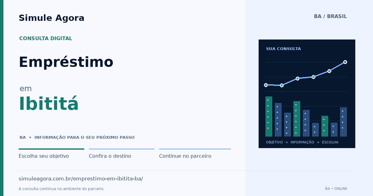 Ilustração de Empréstimo para Ibititá / BA — Simule Agora.