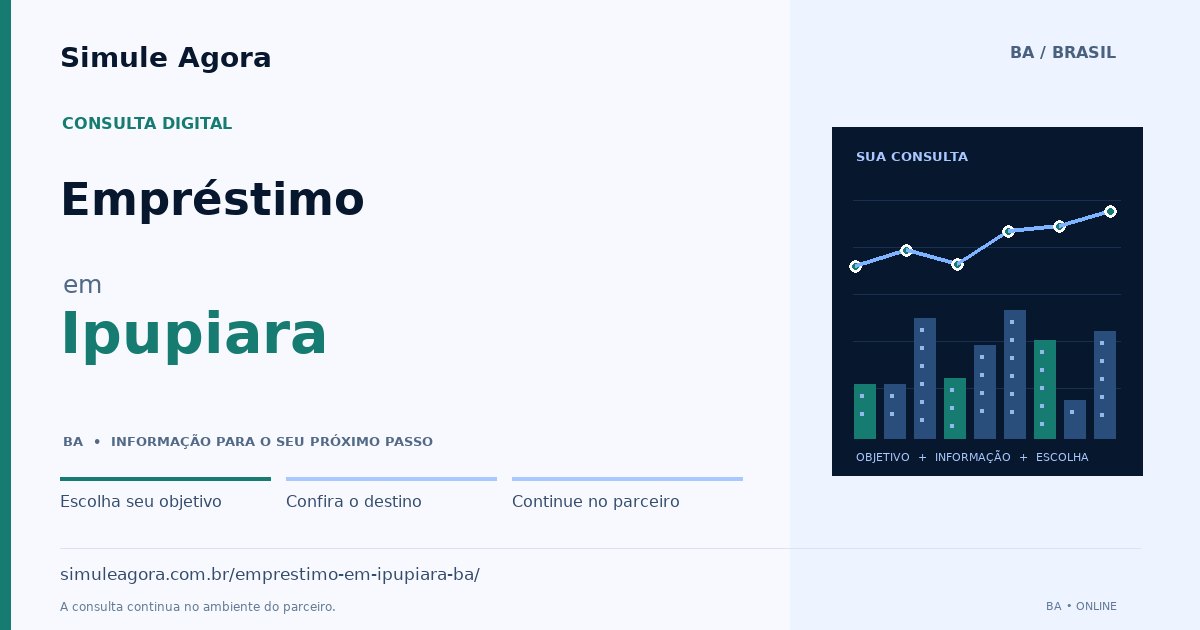 Ilustração de Empréstimo para Ipupiara / BA — Simule Agora.