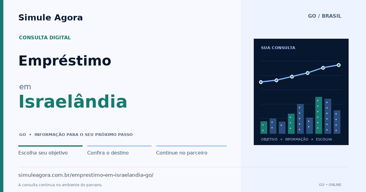 Ilustração de Empréstimo para Israelândia / GO — Simule Agora.