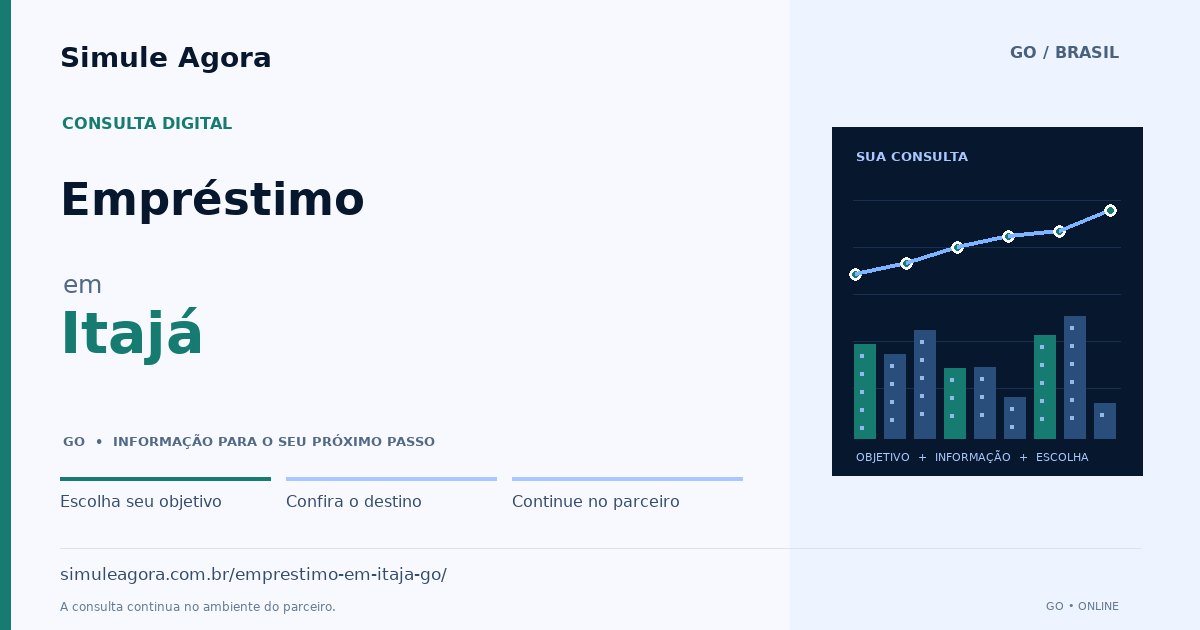 Ilustração de Empréstimo para Itajá / GO — Simule Agora.