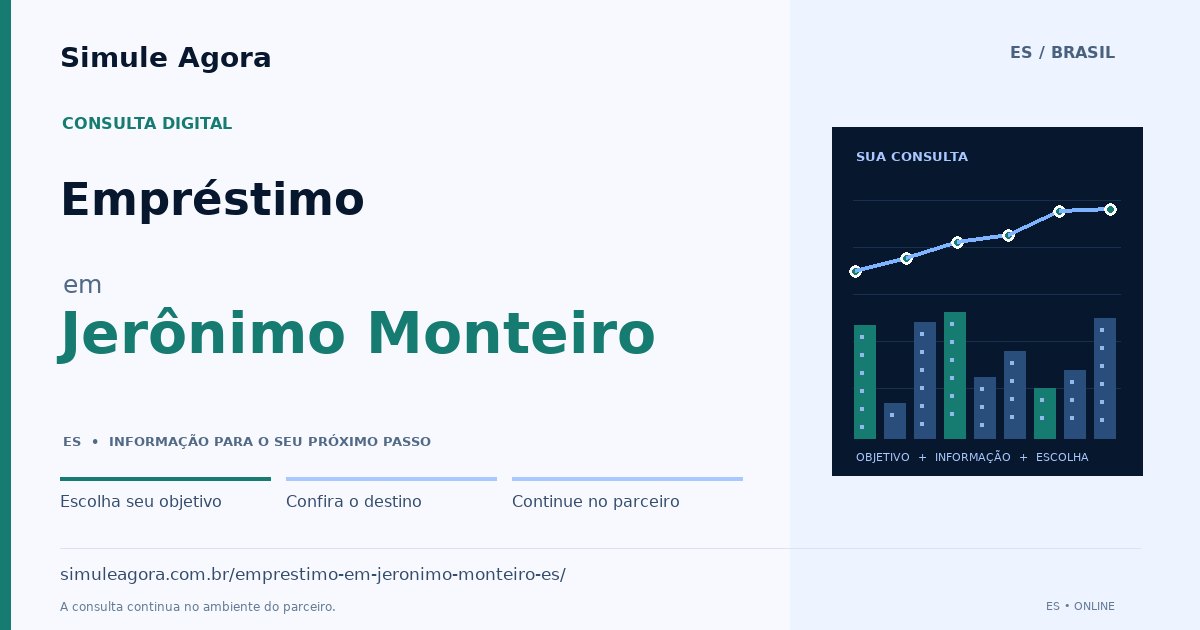 Ilustração de Empréstimo para Jerônimo Monteiro / ES — Simule Agora.