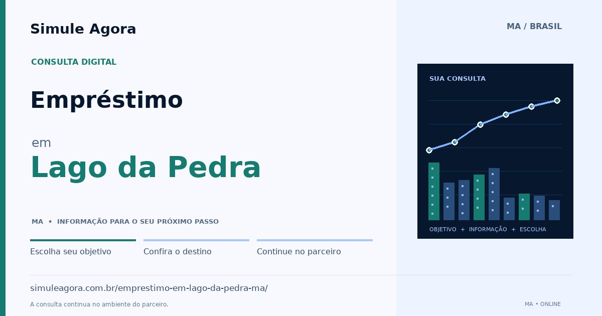 Ilustração de Empréstimo para Lago da Pedra / MA — Simule Agora.