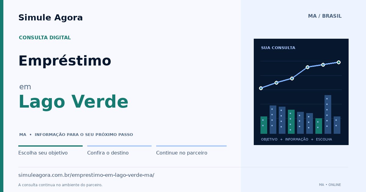 Ilustração de Empréstimo para Lago Verde / MA — Simule Agora.