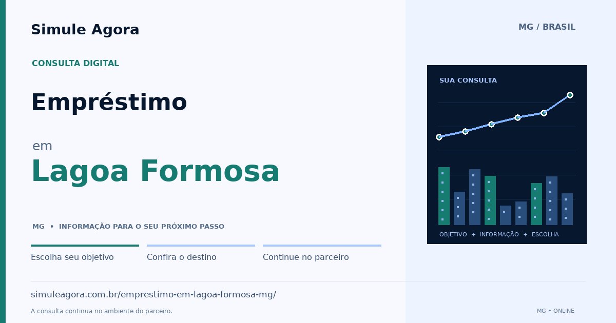 Ilustração de Empréstimo para Lagoa Formosa / MG — Simule Agora.