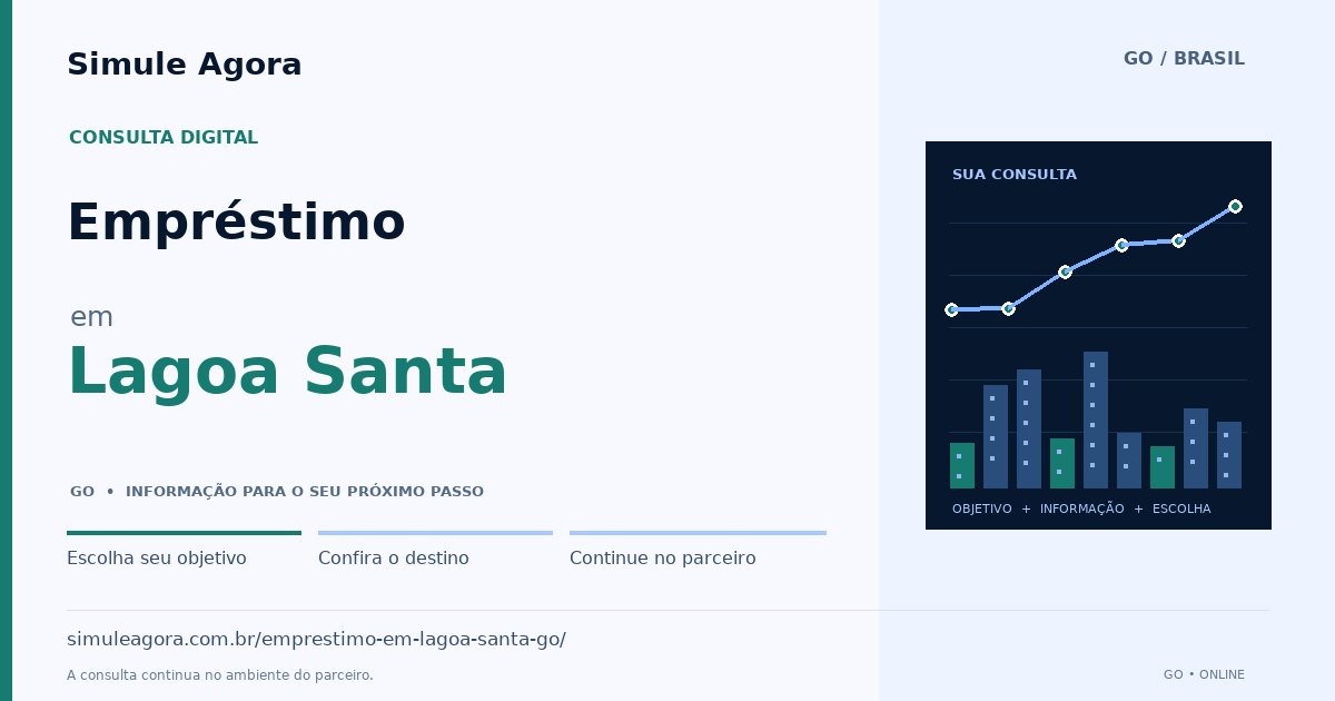 Ilustração de Empréstimo para Lagoa Santa / GO — Simule Agora.