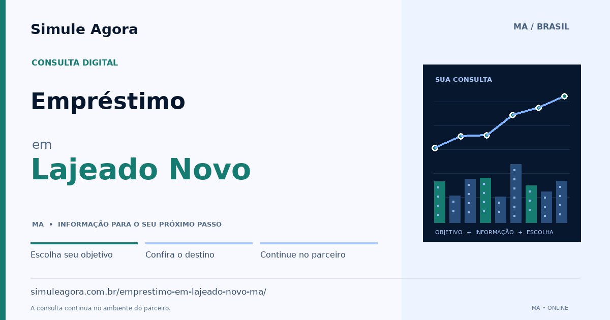 Ilustração de Empréstimo para Lajeado Novo / MA — Simule Agora.